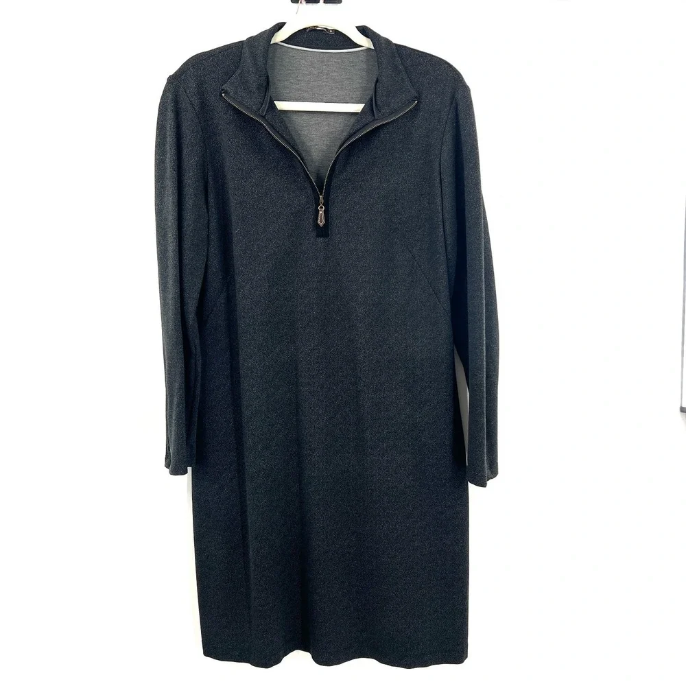 J. Mclaughlin 1/4 zip speckled black long sleeve scuba dress sheath preppy XL - Picture 13 of 13